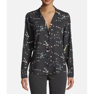 Equipment Women's XS Adalyn Refracted Heart Button-Down Black Blouse XS